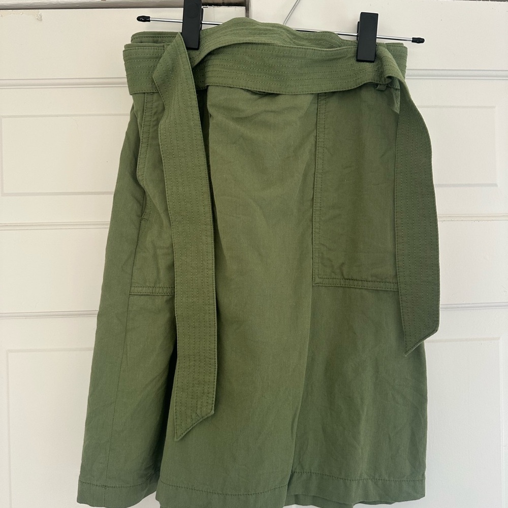 J. Crew Green A-Line Skirt with Belt